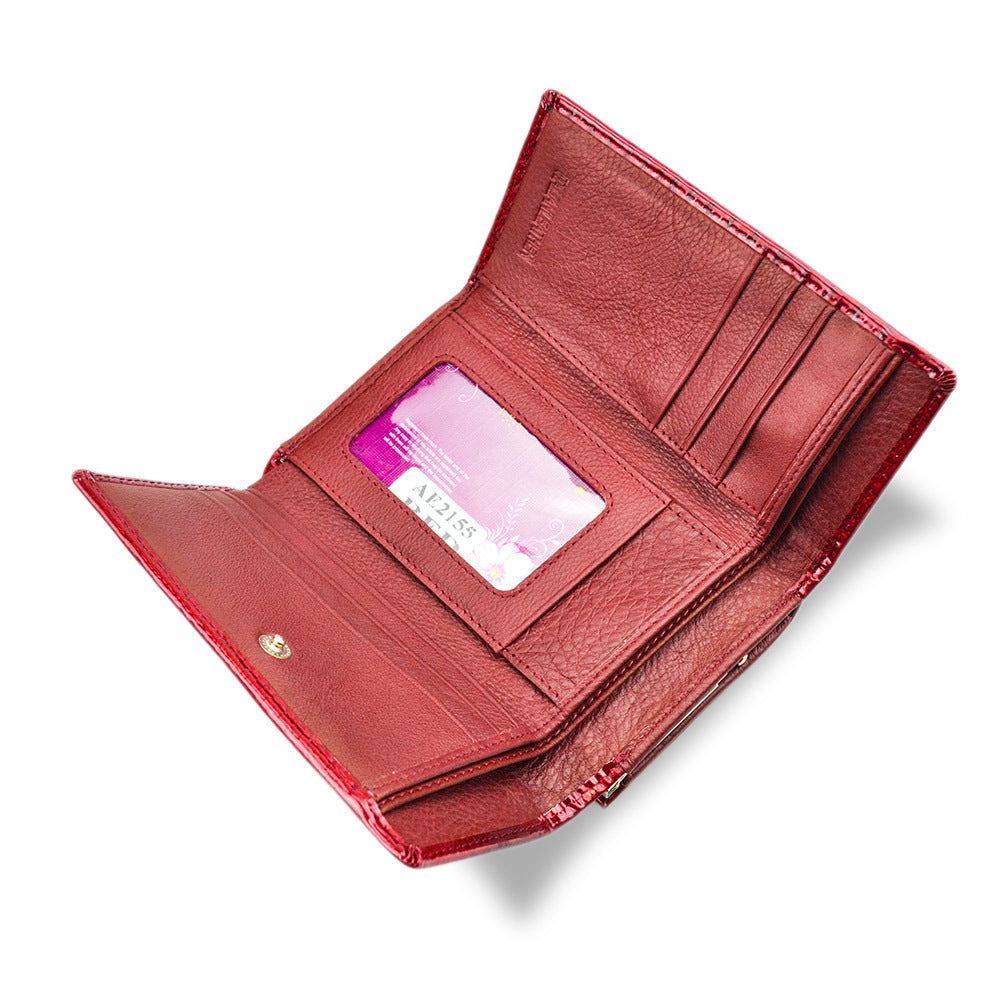 Women's Short Russian Genuine Leather Banknote Mobile Ladies Wallets
