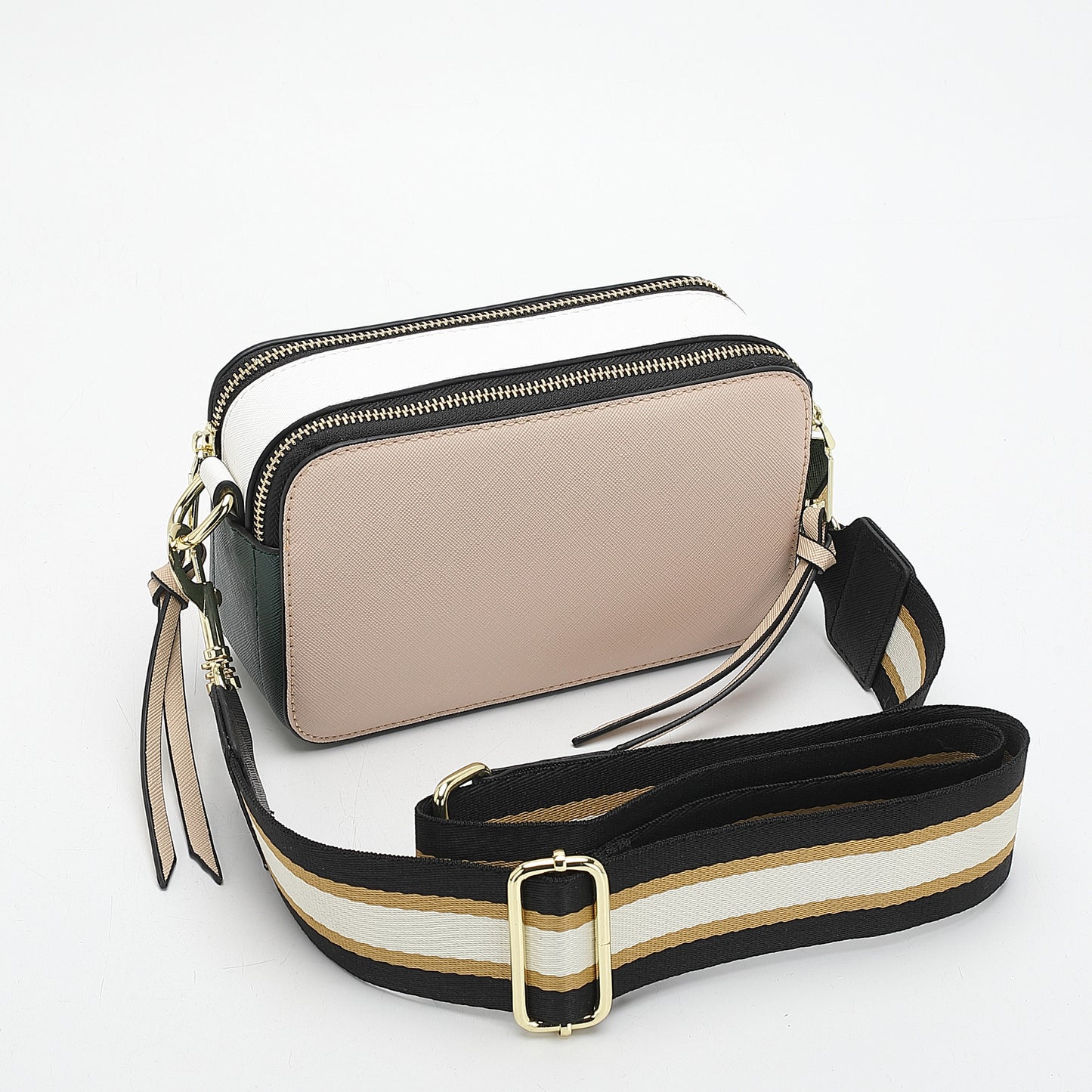 Women's Wide Strap Mark Double Zipper Classic Bags