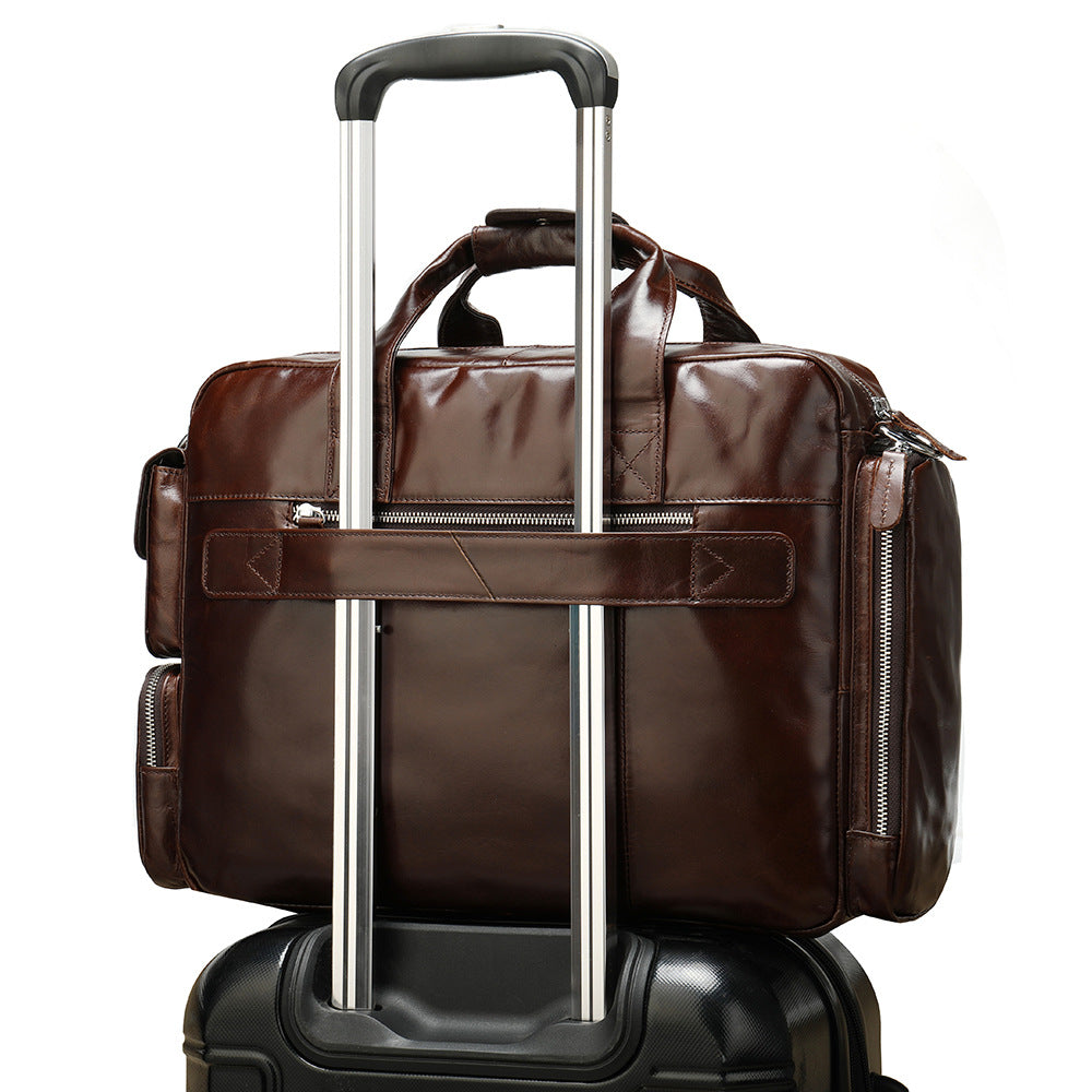 Men's Genuine Leather Business Large Capacity Oil Men's Handbags