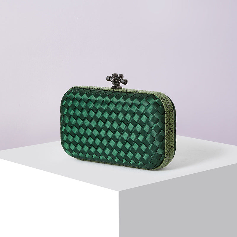 Women's Silk Hand-woven Simplicity Dinner Chain Pouch Evening Bags