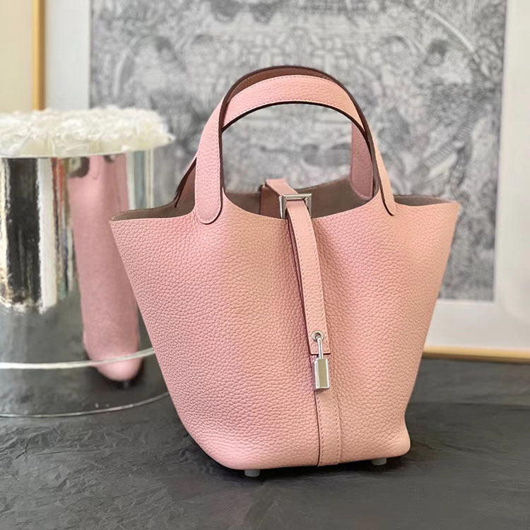 Wax Line Vegetable Basket Imported Cowhide Handbags