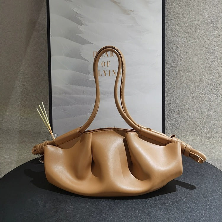 Senior Sense Dumpling Genuine Leather Portable Tote Bags