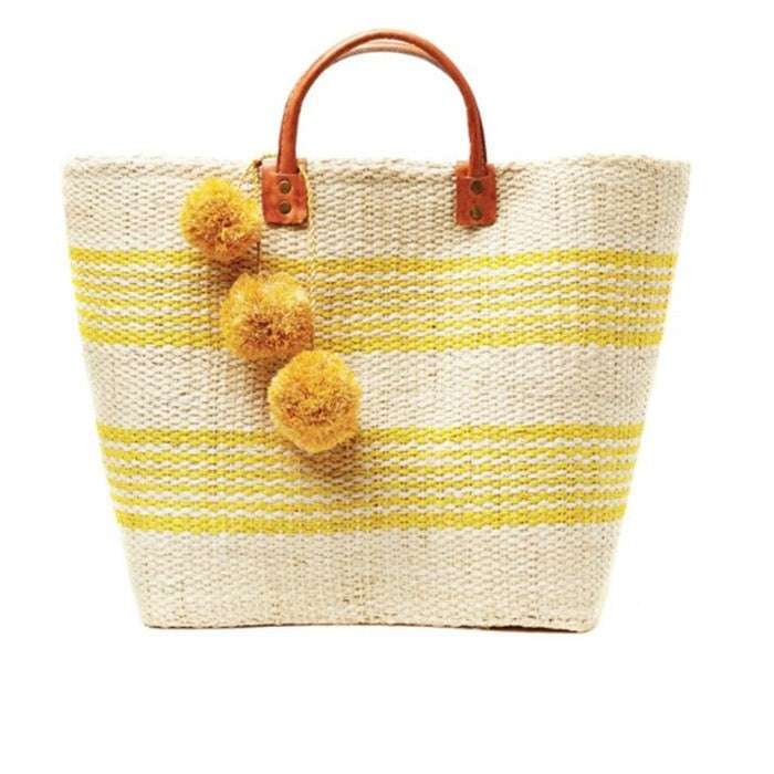 Trendy Handmade Bohemian Holiday Striped Pompon Handbags
