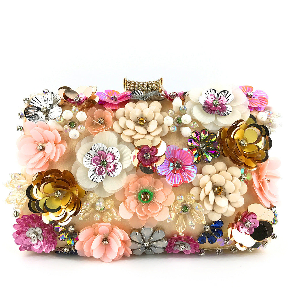 Dinner Female Colored Beads Flower Beaded Evening Bags