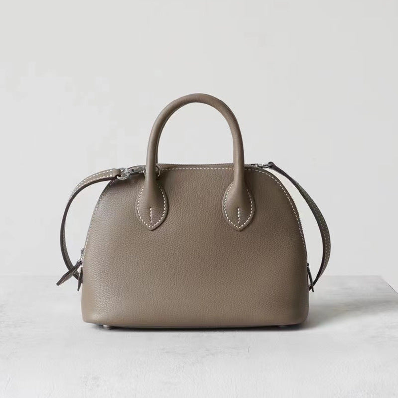 Women's Wax Line Top Layer Cowhide Bowling Crossbody Bags