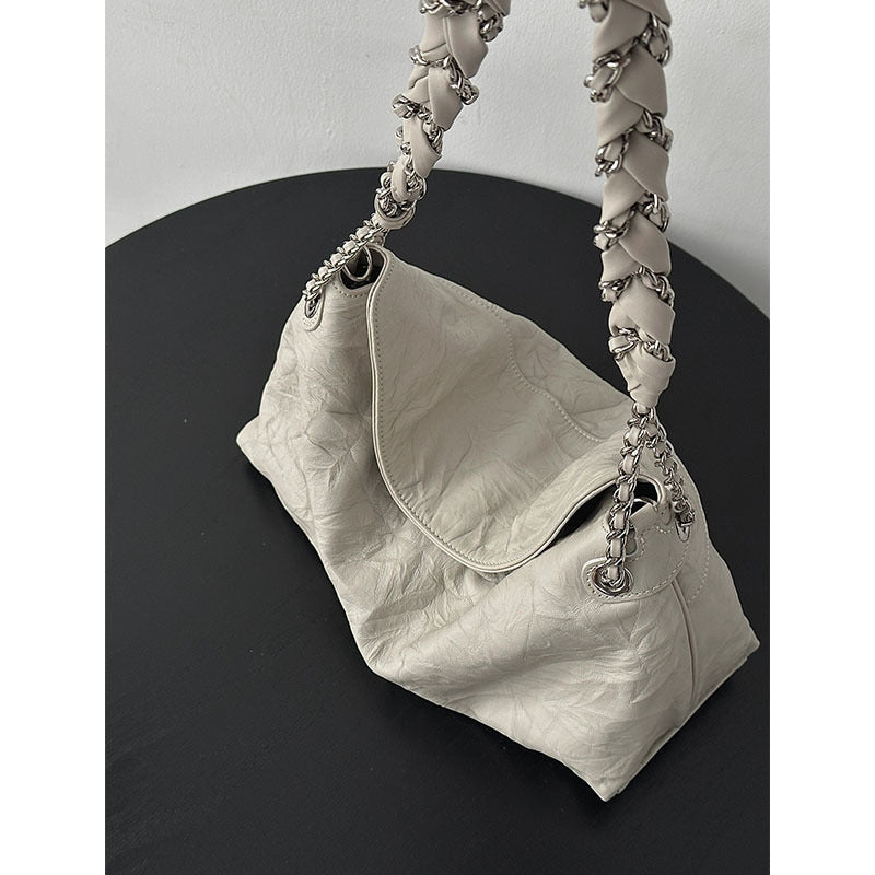 Women's High-grade Fashionable White Clutch Pattern Chain Shoulder Bags