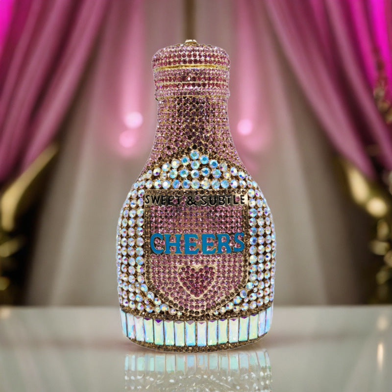 Women's Wei Champagne Bottle Rhinestone Banquet Crystal Bags