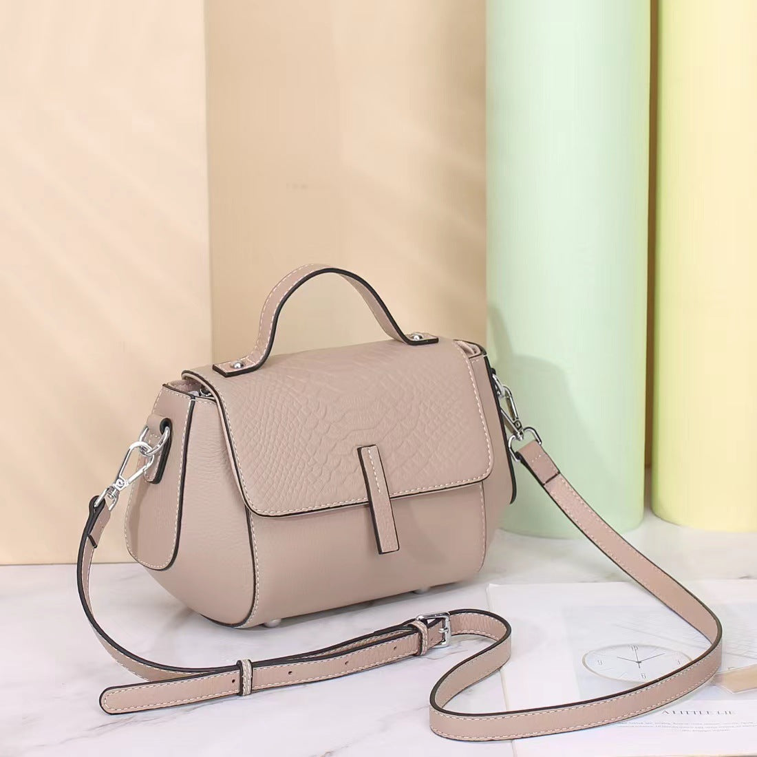 Women's First Layer Cowhide Medium Lady's Large Crossbody Bags