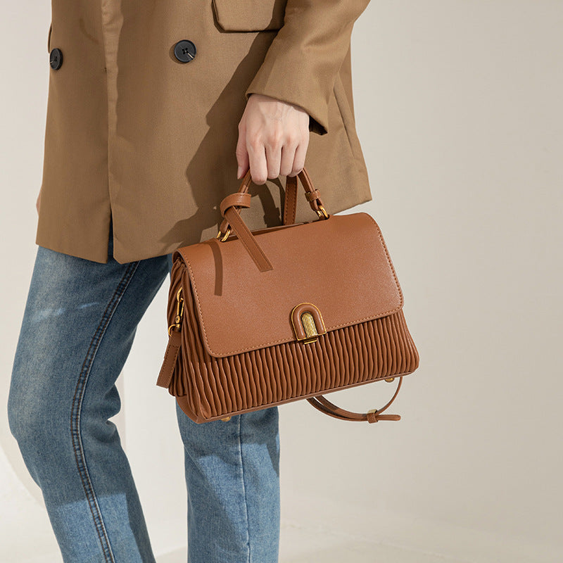 Women's Pleated Large Capacity Elegant Soft Leather Handbags