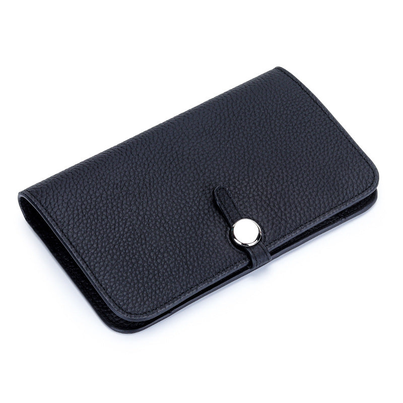 Women's Cowhide Inside Outside Long Clutch Large Ladies Wallets