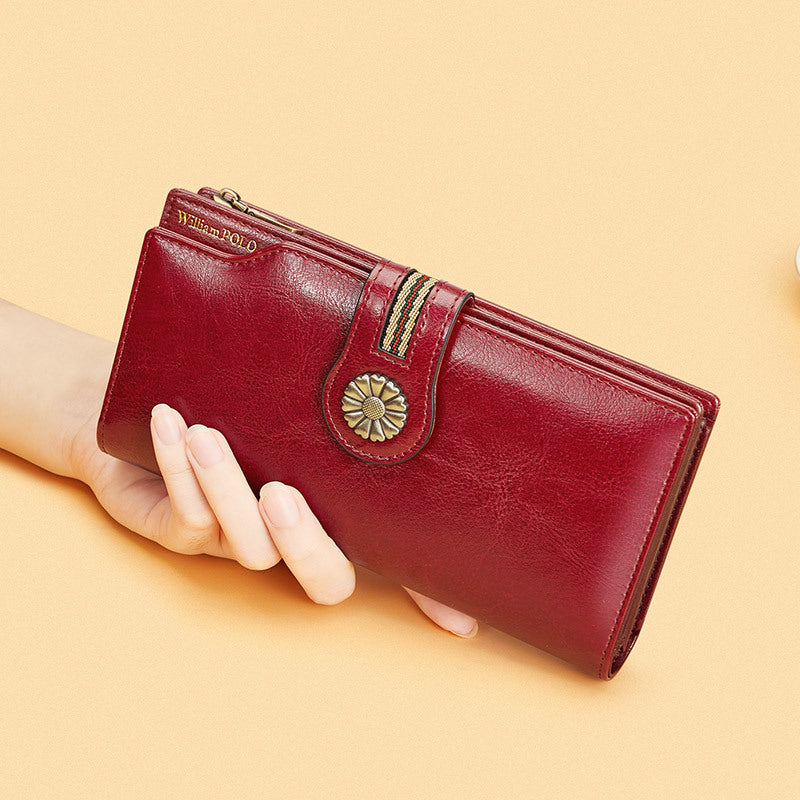 Women's Paul High-grade Leather Long Cowhide Swiping Ladies Wallets