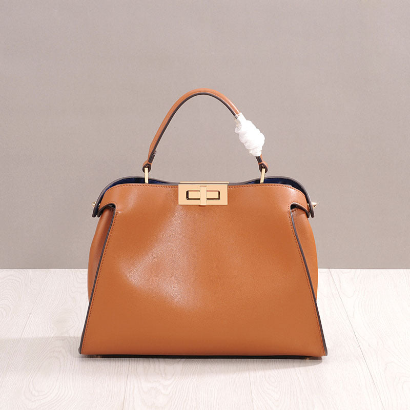 Women's Woman Genuine Leather Rotating Large With Cat Design Crossbody Bags
