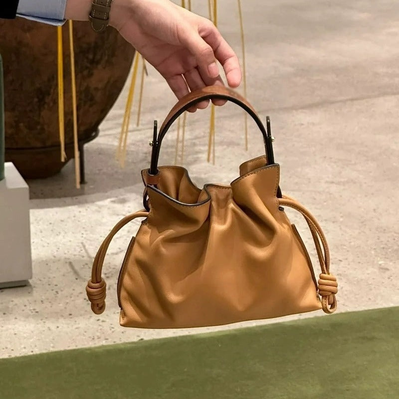 Women's High-grade Portable Lucky Drawstring Soft Leather Crossbody Bags