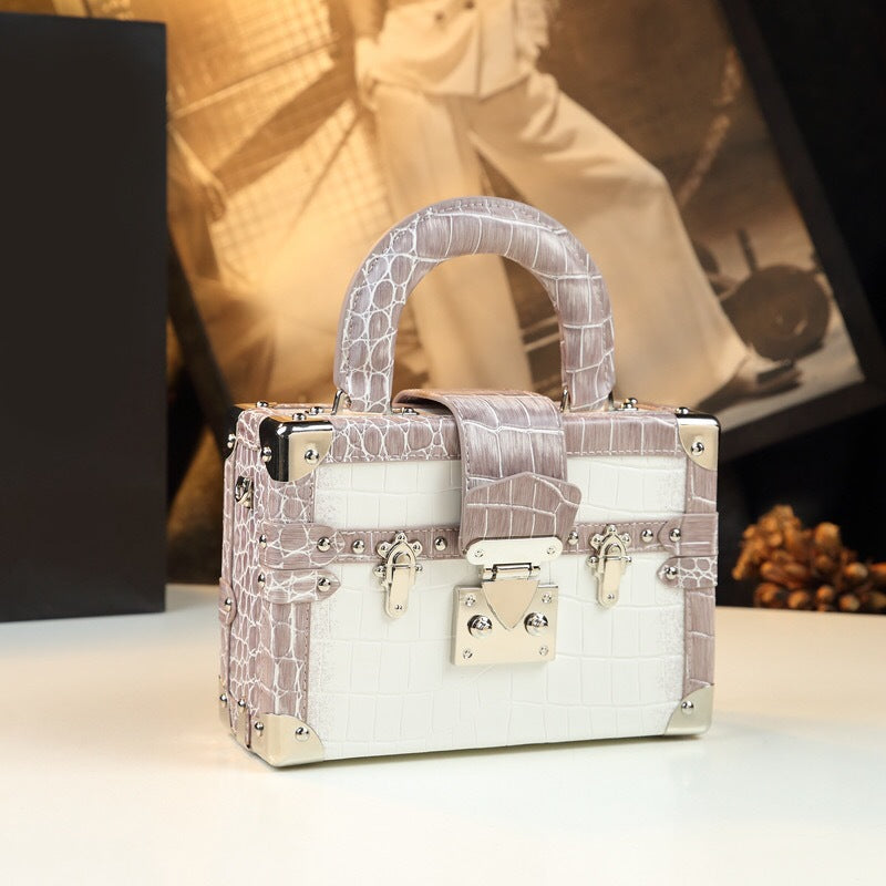 Genuine Leather Portable Box Female Crocodile Pattern Crossbody Bags
