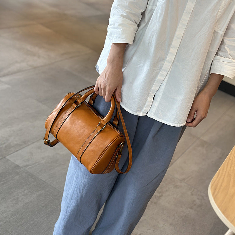 Women's Autumn Genuine Leather Pillow Minimalist Vegetable Handbags