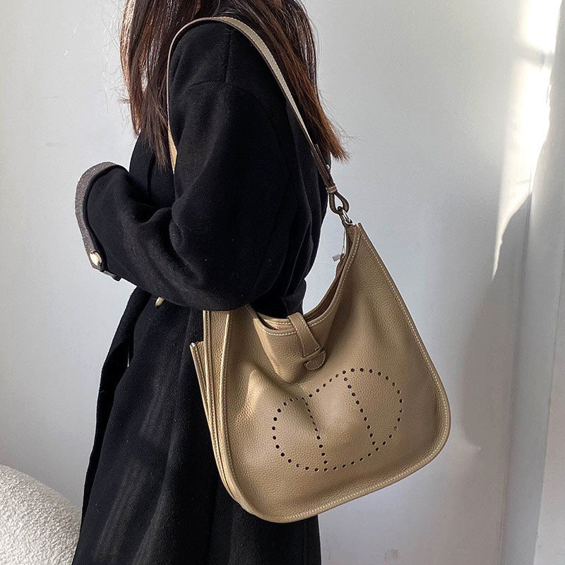 Women's Genuine Leather First Layer Cow Wide Crossbody Bags