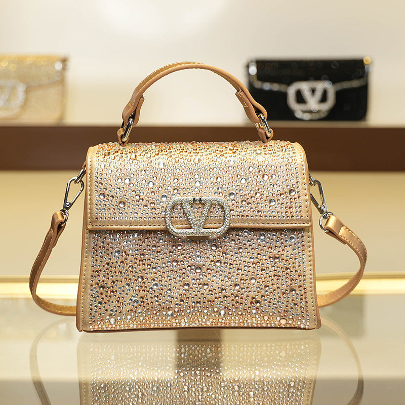 Women's Light Diamond High Quality Fashion Rhinestone Letters Crossbody Bags