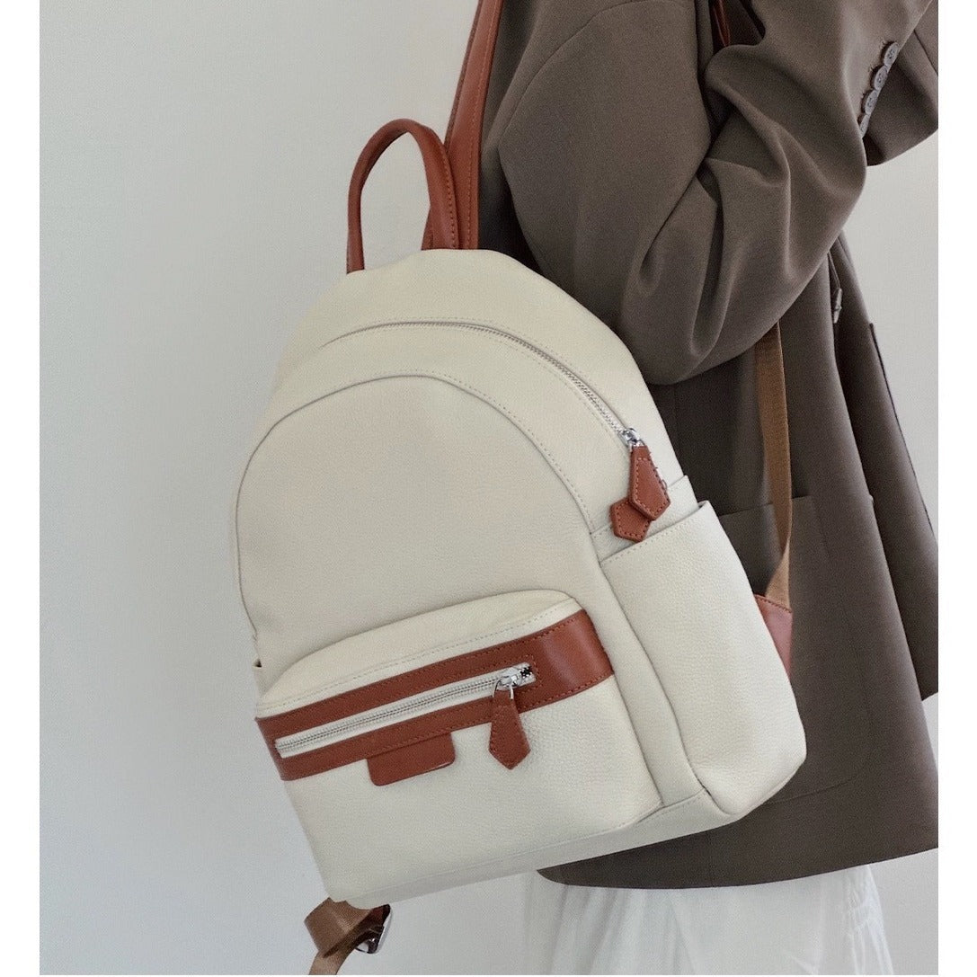 Women's First Layer Leather Leisure Large Capacity Backpacks