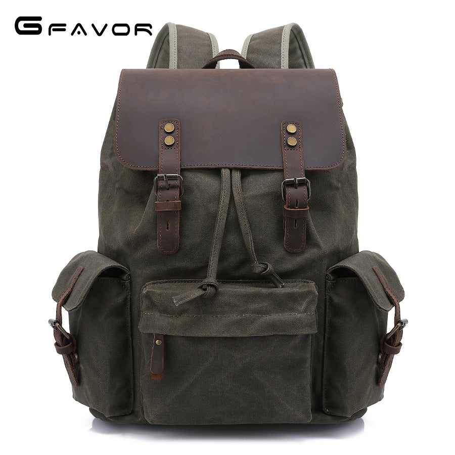 Men's Crazy Horse Leather Retro Oil Wax Backpacks