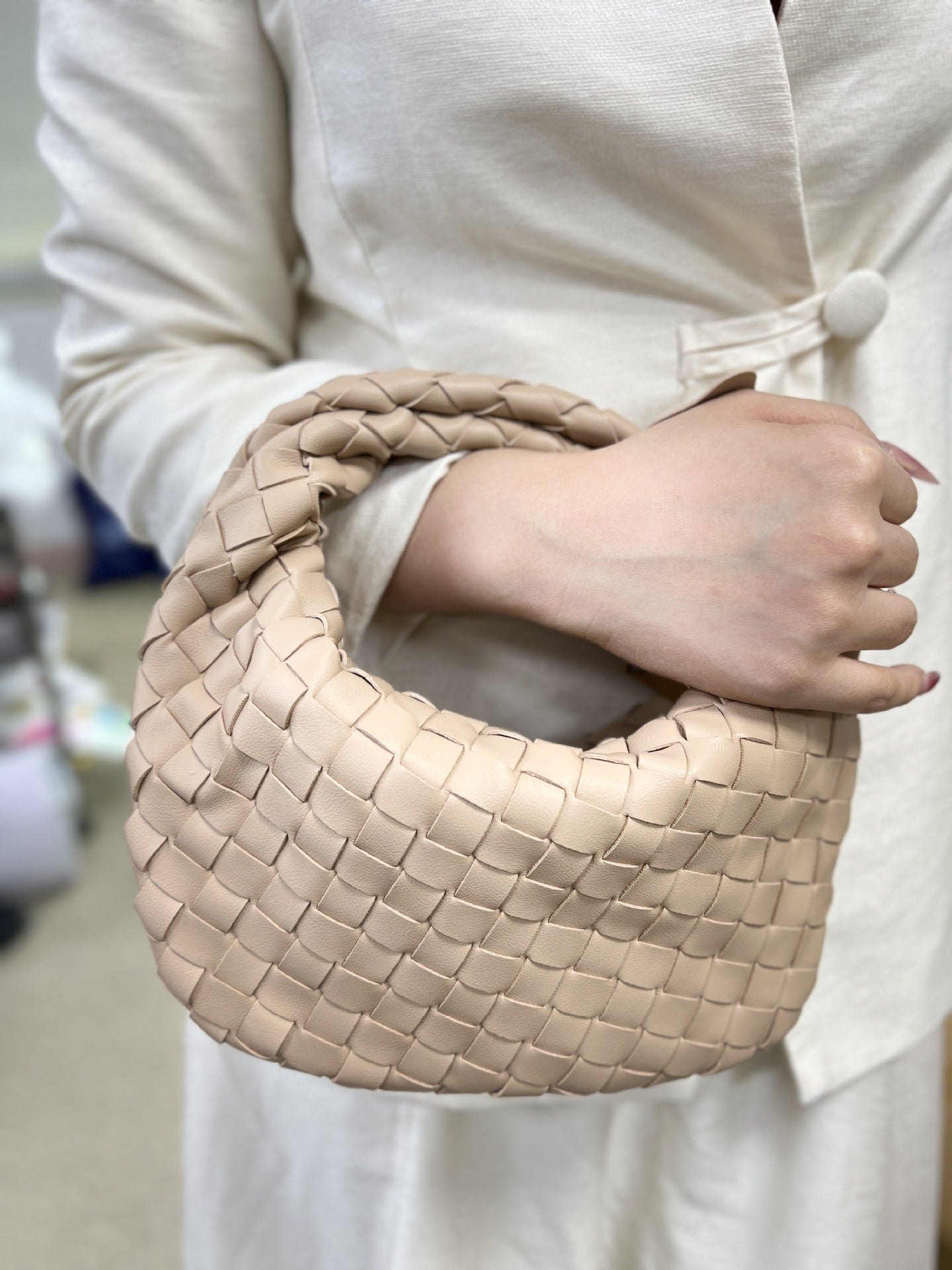 Woven Female Cloud Croissant Hand Holding Handbags
