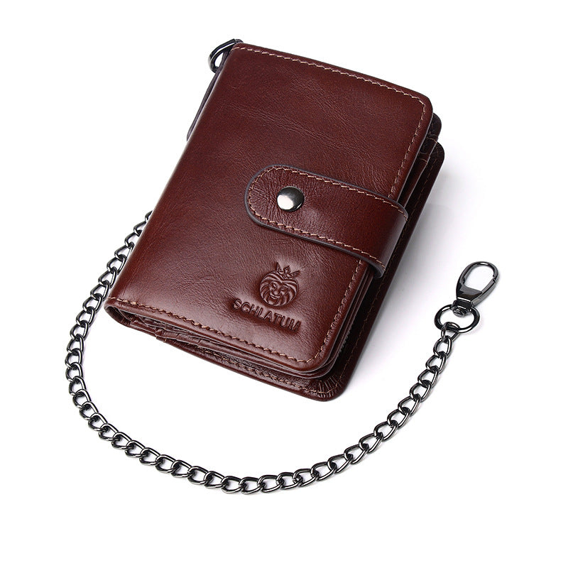 Men's Swiping Leather Multiple Slots Detachable Short Men's Wallets