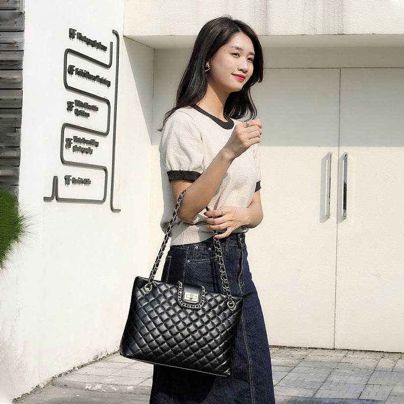 Women's Capacity Rhombus Chain High-grade Solid Color Shoulder Bags