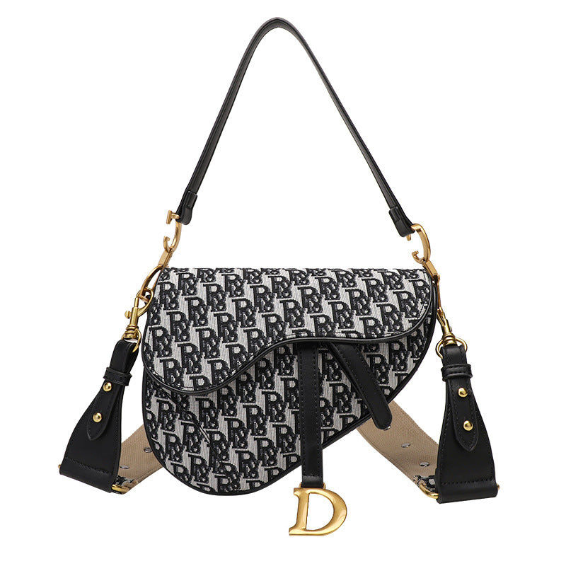 Women's Versatile Graceful Embroidered Saddle Broadband Crossbody Bags