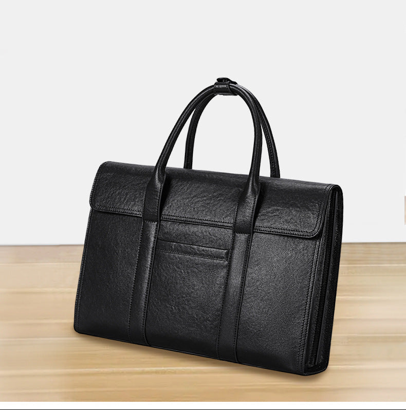 Men's Scratch Pattern First Layer Cowhide Large Men's Handbags