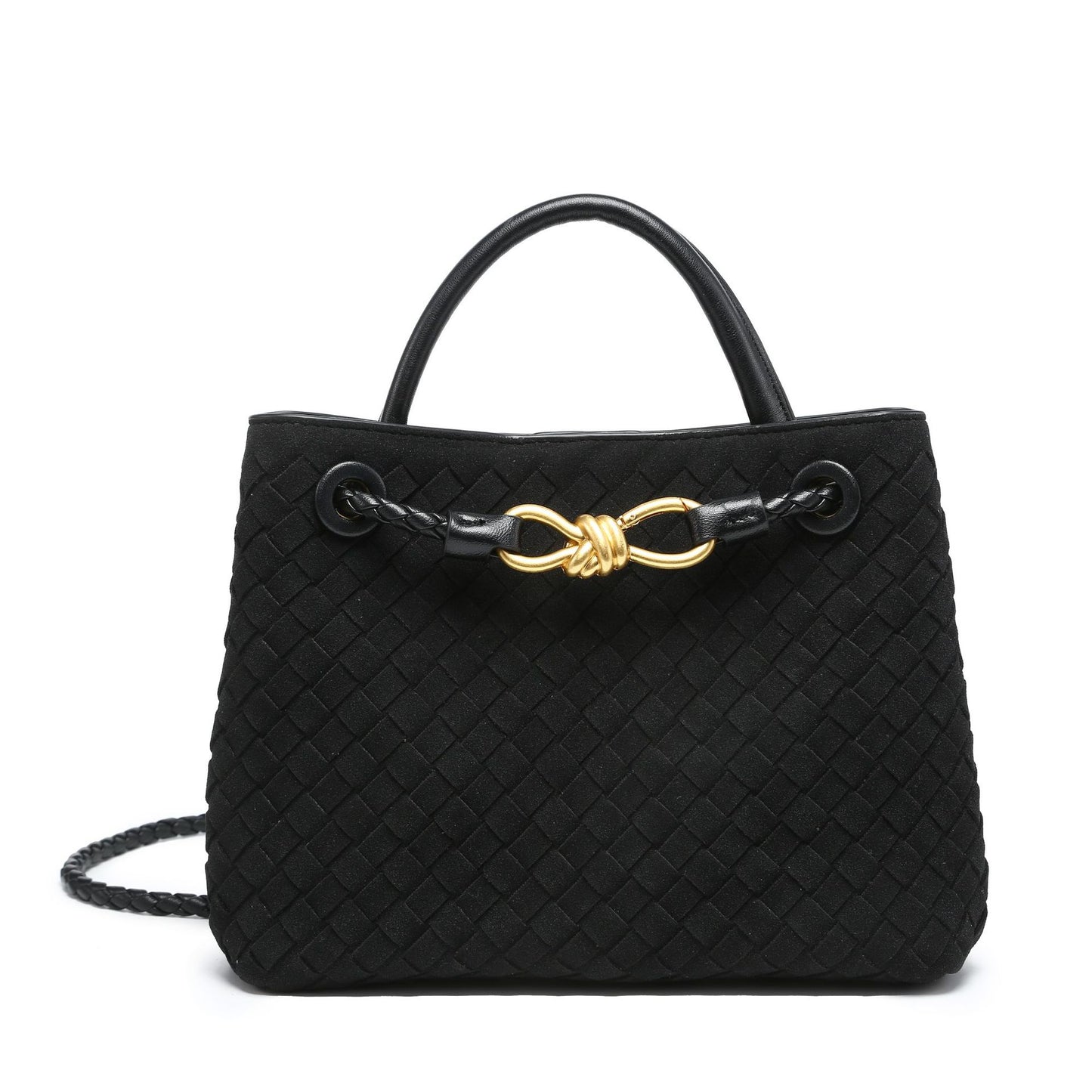 Women's Elegant Suede Vintage Bow Woven Shoulder Bags