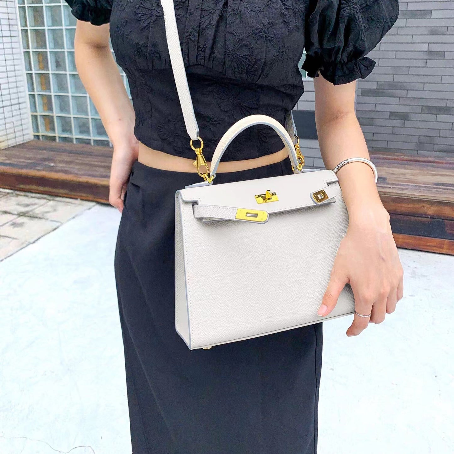 Women's Palm Print Genuine Leather Second Generation Handbags