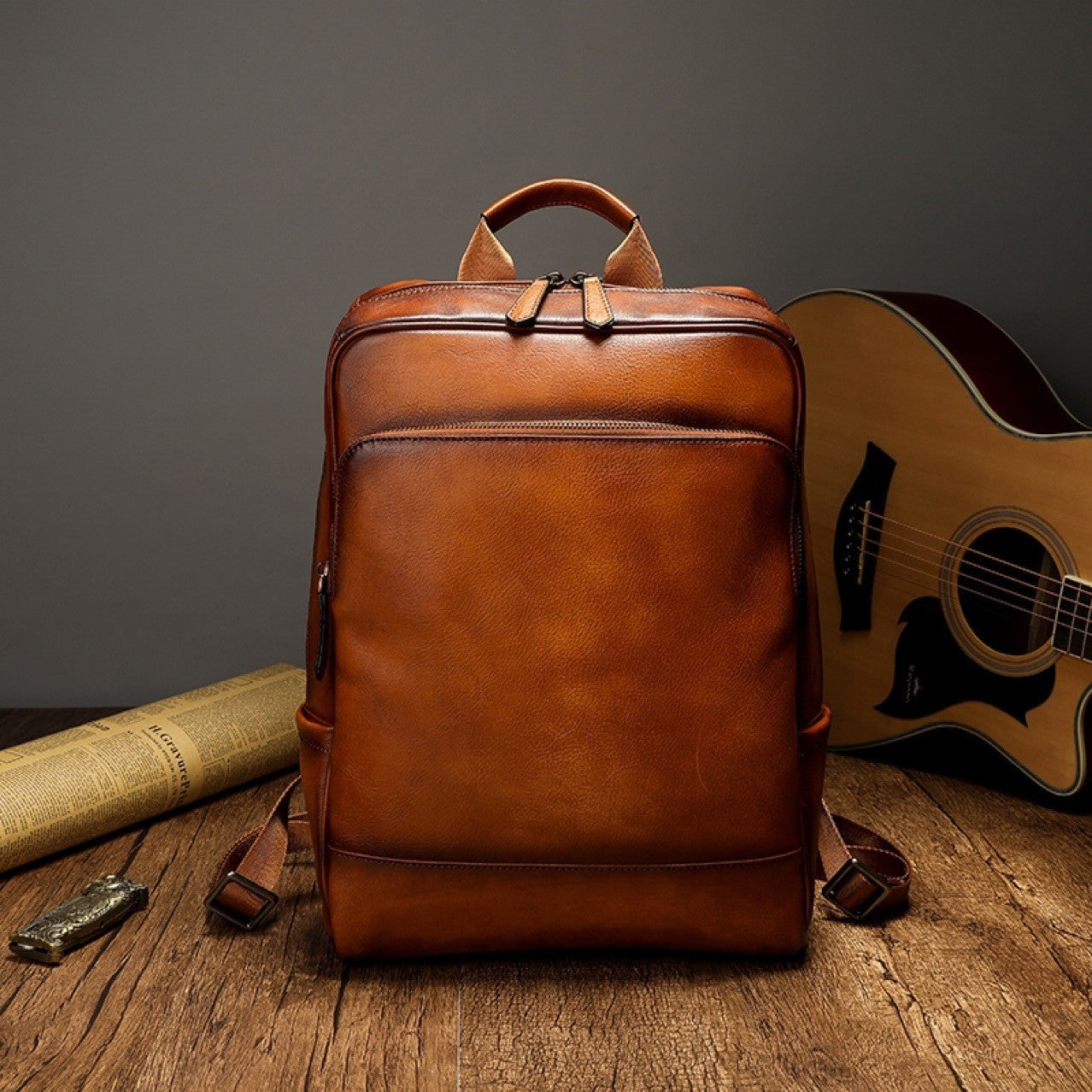 Men's Shipping First Layer Cowhide Computer Backpacks