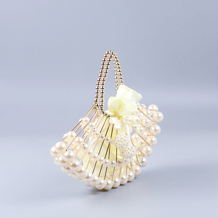 Women's Tube Beaded Fan-shaped Dinner Clutch Hand-woven Handbags