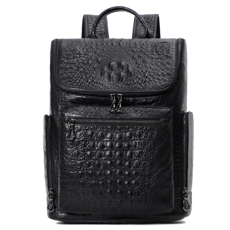 Men's Crocodile Pattern Leather First Layer For Backpacks