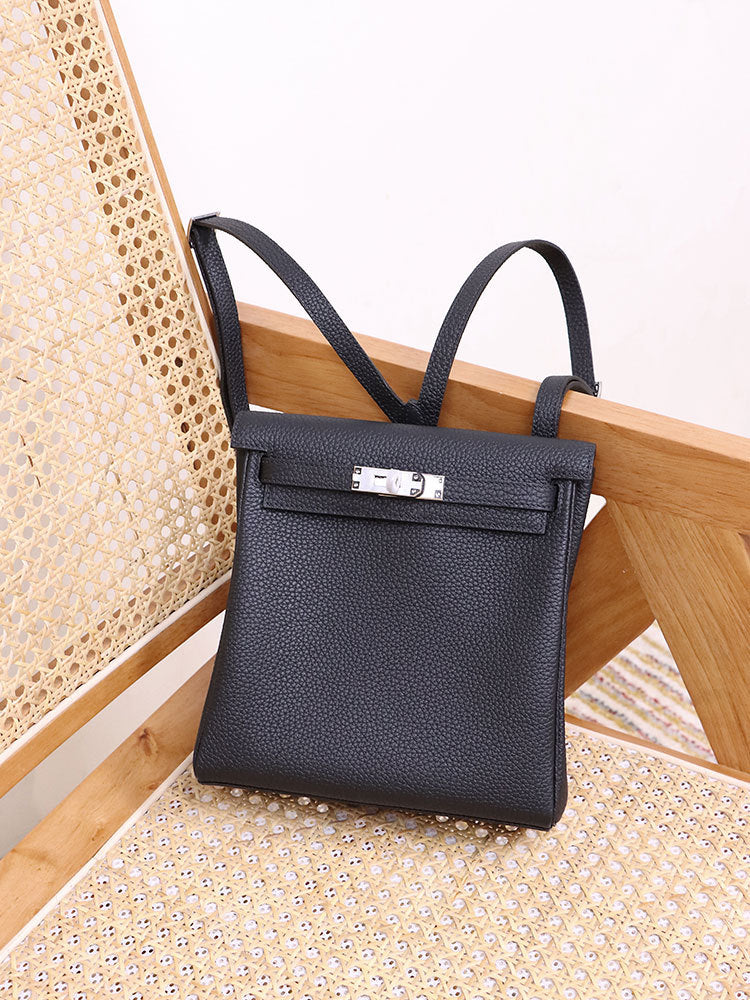 Women's Ebony Color Kelly High Sense Cowhide Backpacks