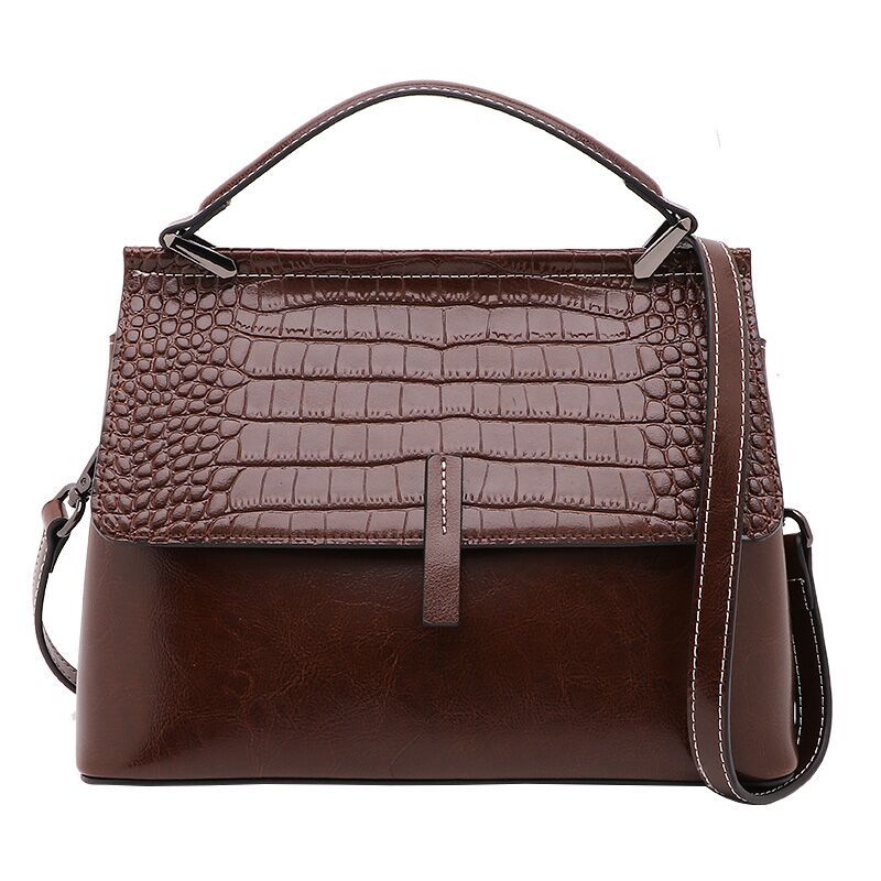 Women's Lady's Genuine Leather Crocodile Pattern Flap Bags