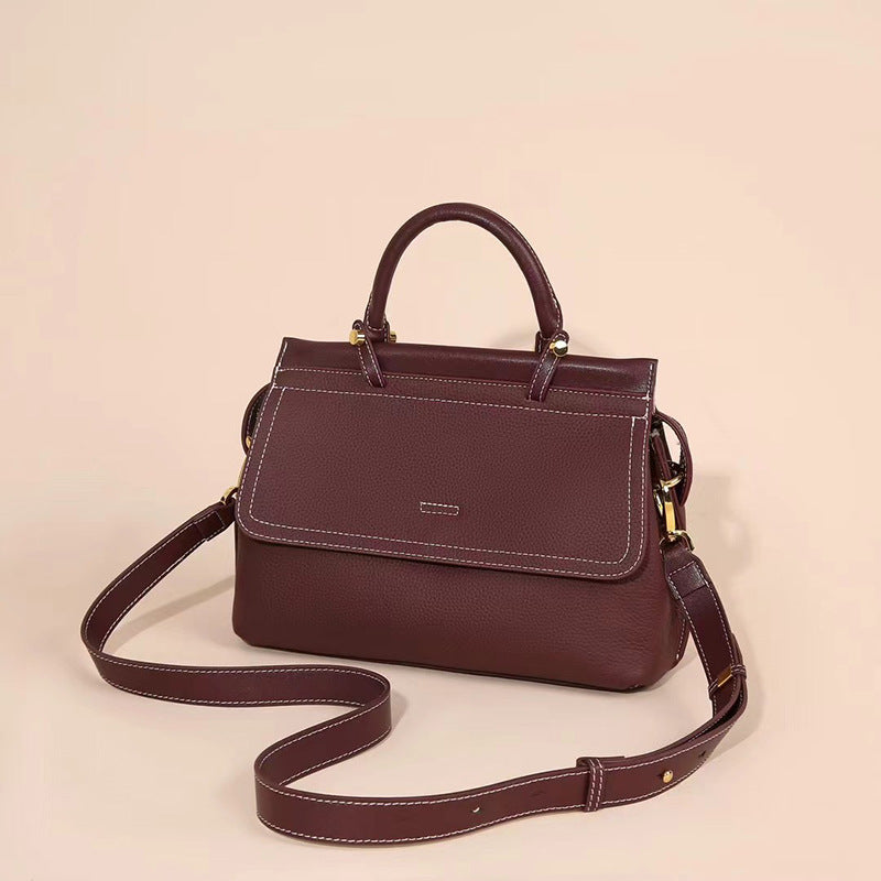 Women's Light Luxury High-grade Hand-held First Layer Cattlehide Bags