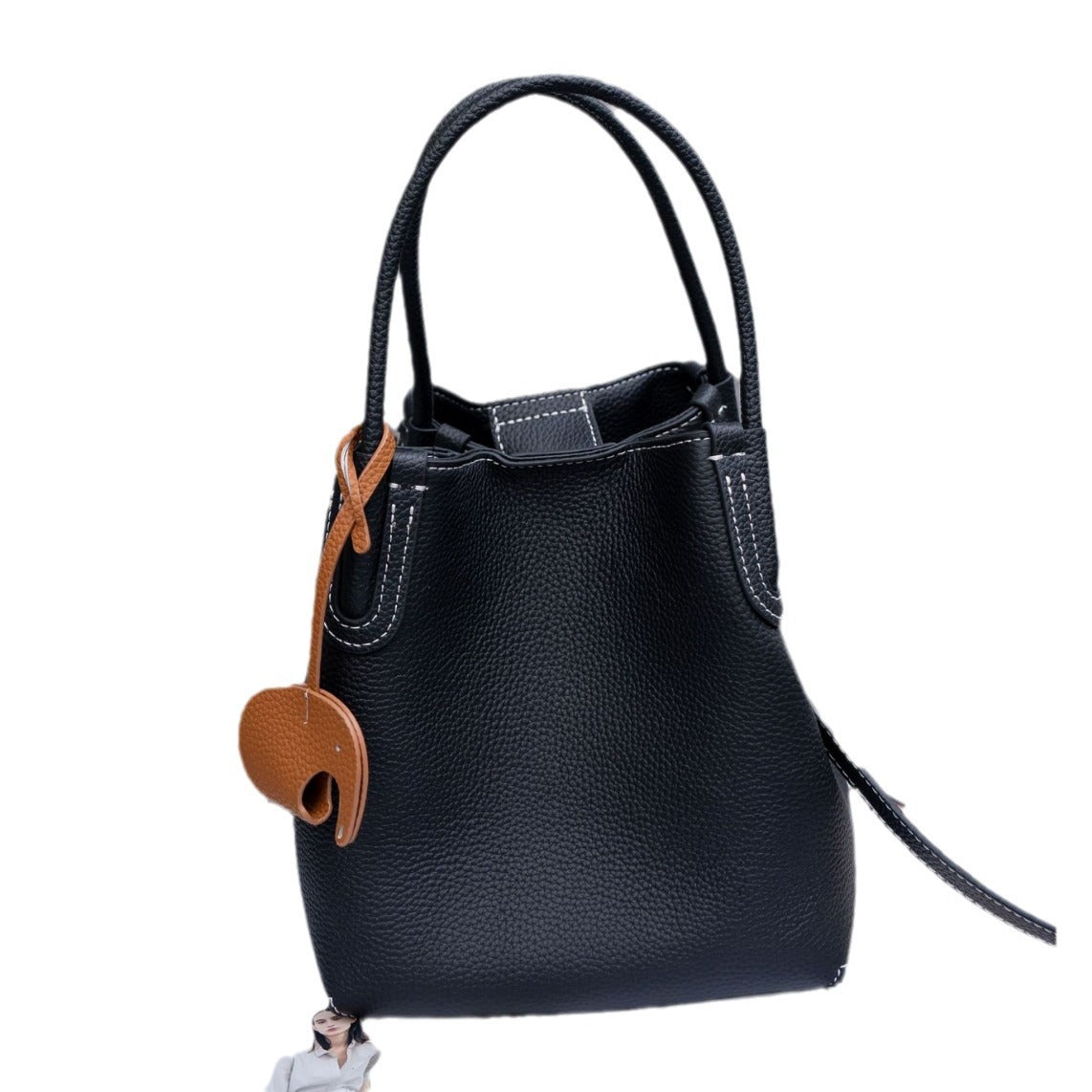 Women's Cowhide Simple Fashion Classic Vegetable Basket Shoulder Bags