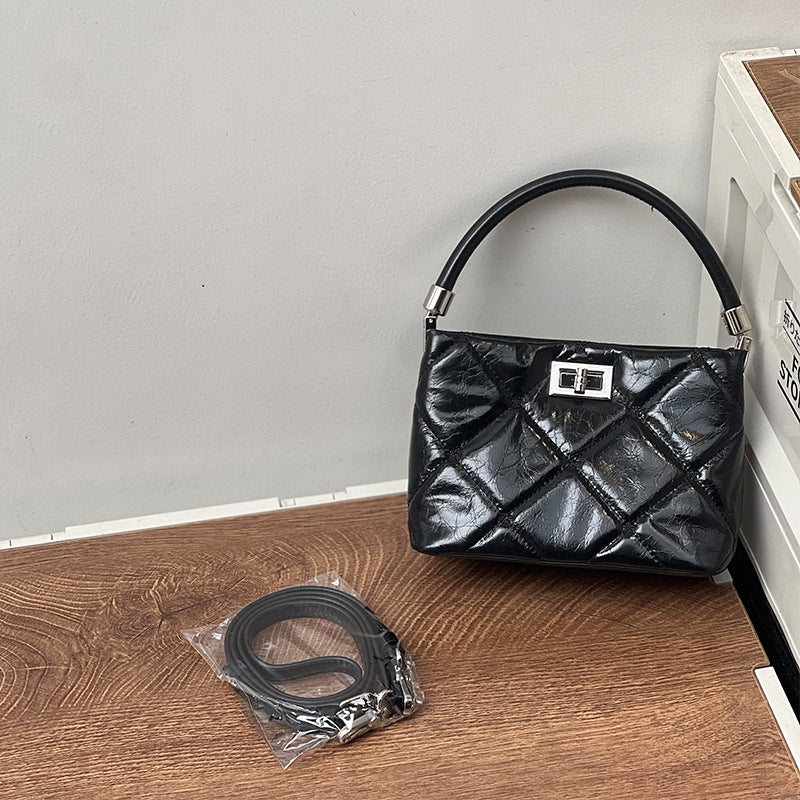 Women's Classic Style Rhombic Layer Cowhide Elegant Shoulder Bags