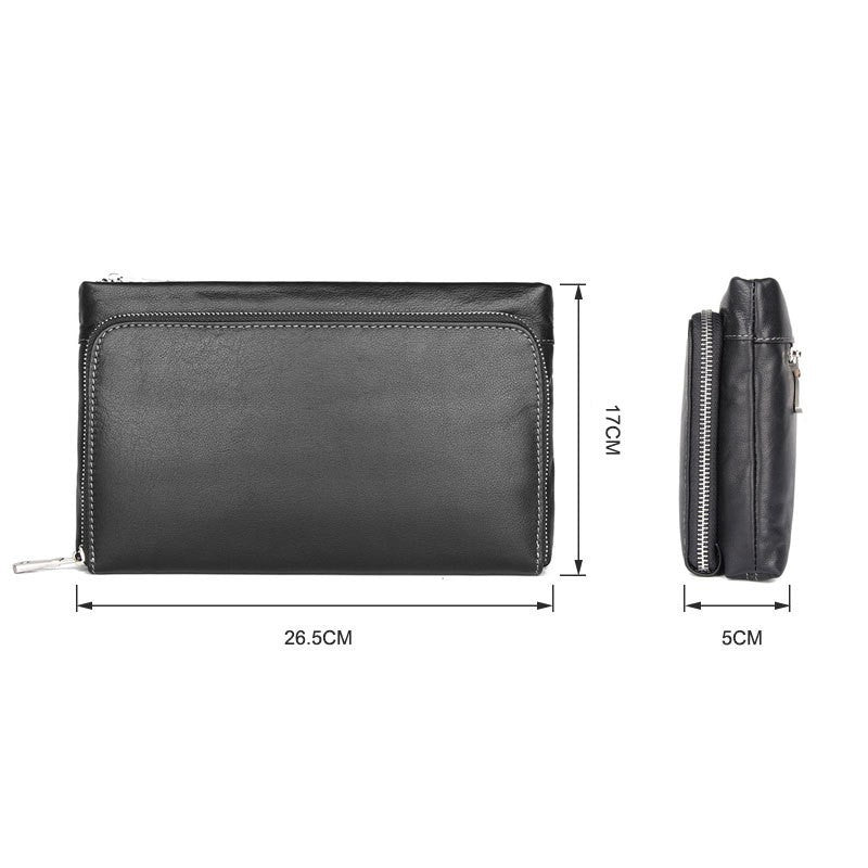 Men's Clutch Cowhide Multifunction Large Capacity Zipper Men's Wallets