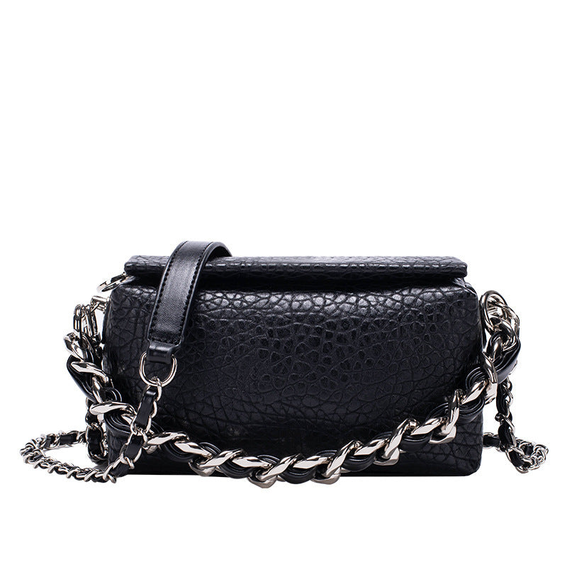Women's Trendy Box Chain Lychee Pattern Temperament Crossbody Bags
