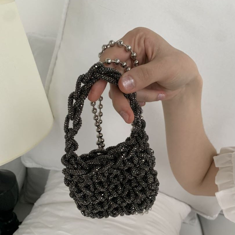 Dong Gate Rhinestone Design Hand-woven Portable Crossbody Bags