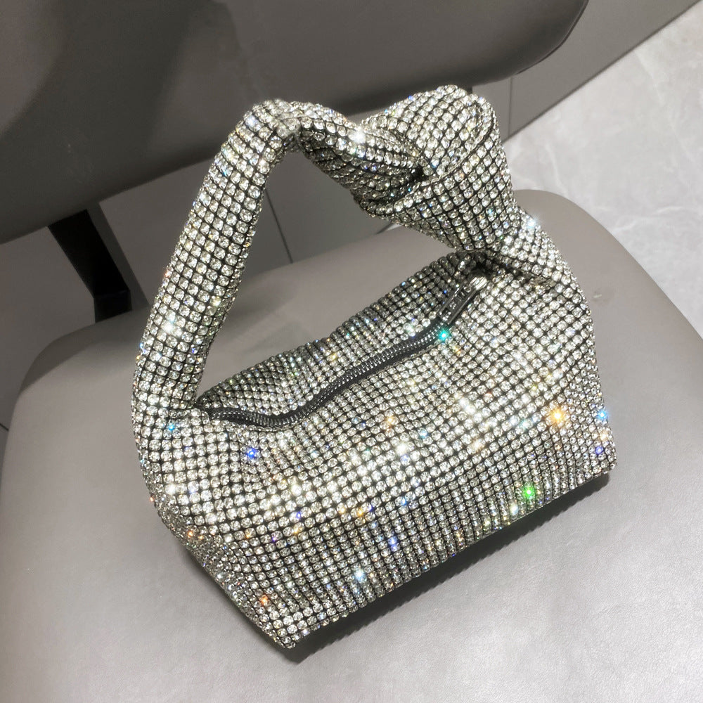 Women's Rhinestone Big Diamond Knotted Fashion Underarm Handbags