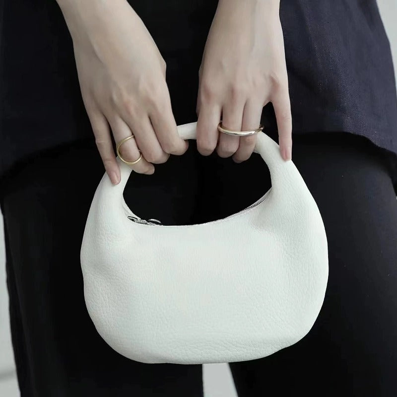 Women's Genuine Leather Crescent Popular Portable Moon Handbags