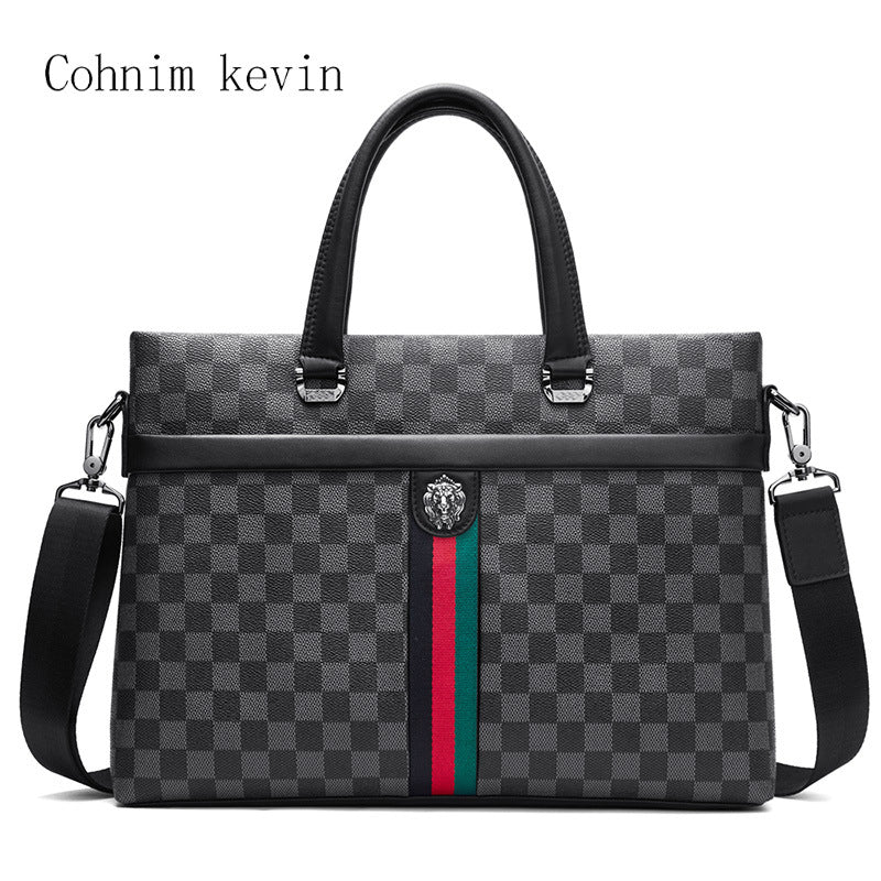 Men's Plaid Business Classic Hand Carrying Inch Men's Handbags