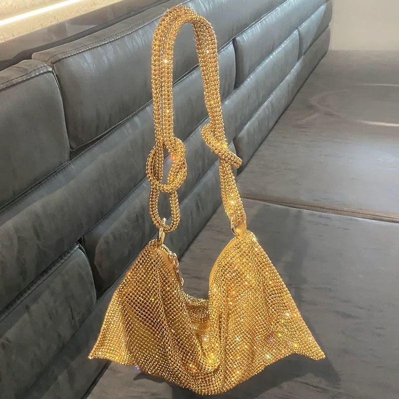 Rhinestone Knotted Hand Carrying Envelope Dinner Shoulder Bags