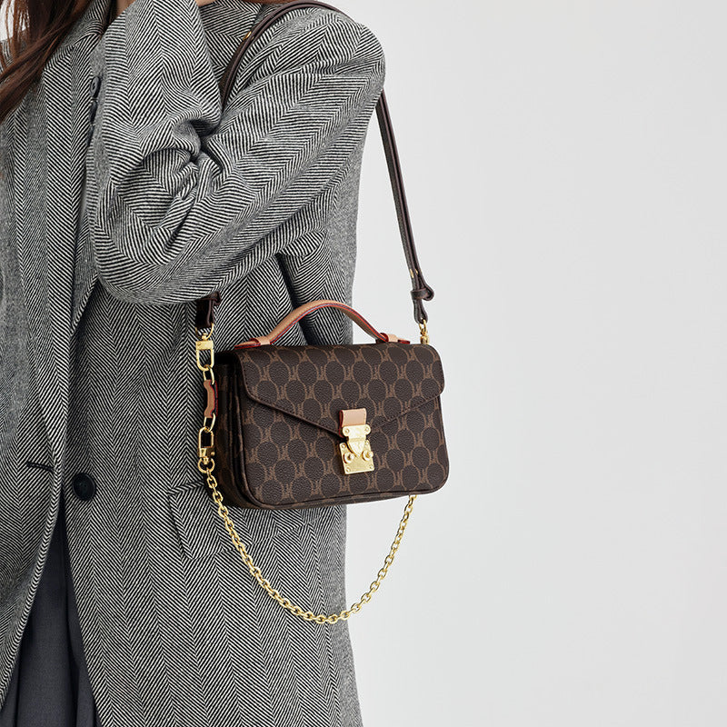 Women's High-grade Exquisite Underarm Retro Presbyopic Chain Small Square Bags