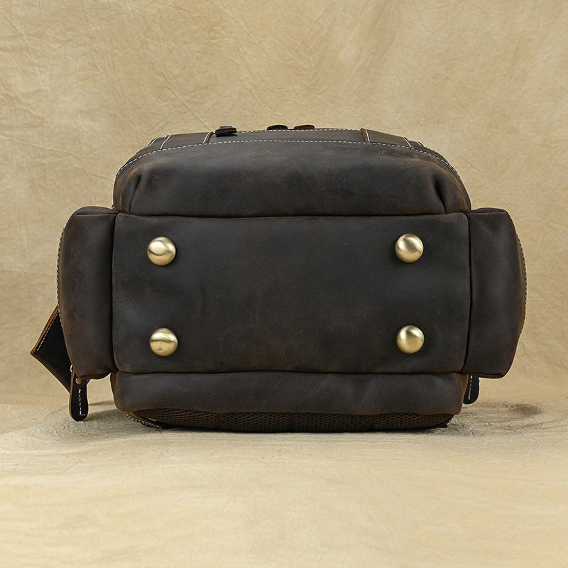 Men's Large Capacity Leather Crazy Horse Inch Backpacks
