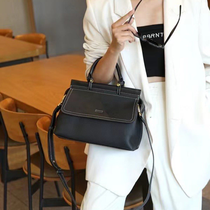 Women's Light Luxury High-grade Hand-held First Layer Cattlehide Bags