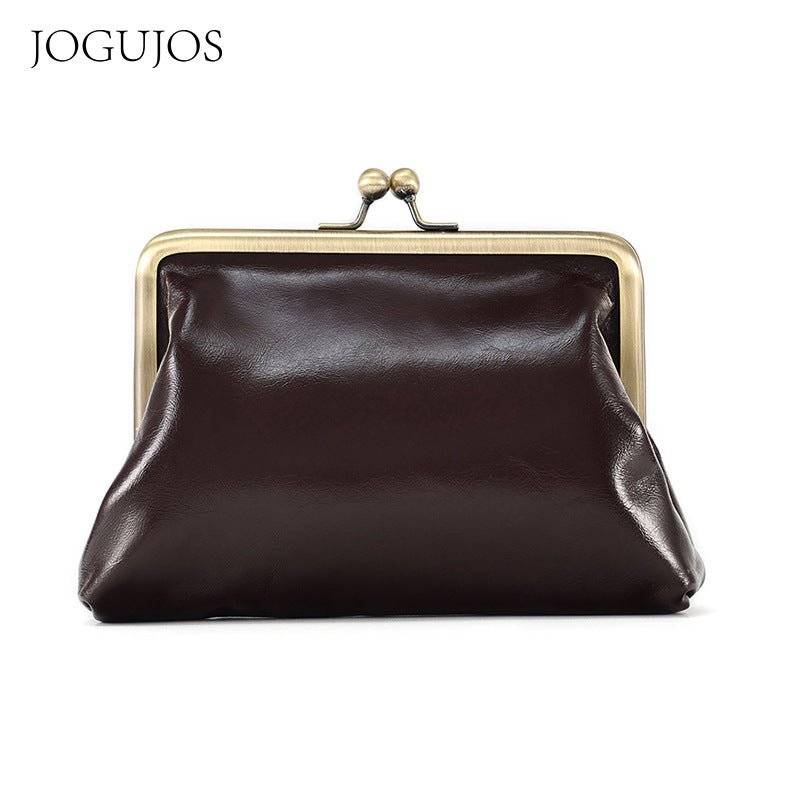 Women's Genuine Leather Hasp Candy Color Storage Handbags