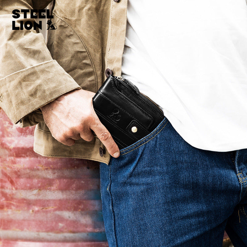 Men's Layer Genuine Leather Driving License Horizontal Multi Men's Wallets